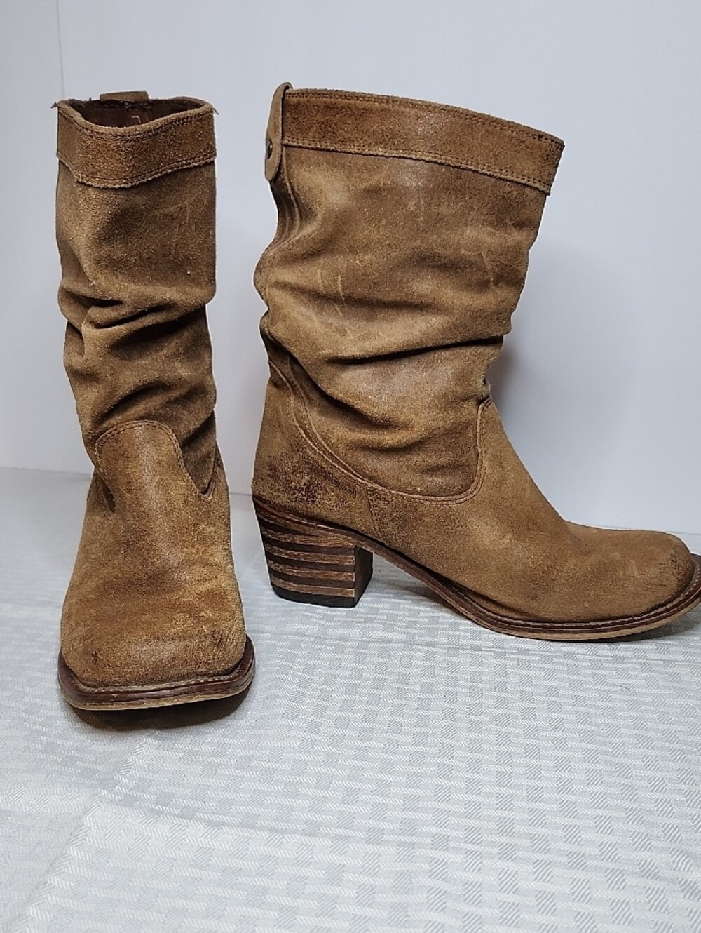 Artisan Handcrafted Brown Leather Slouch Shaft Boots 38.5